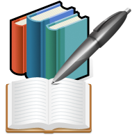 Logo contenant un livre ouvert position horizontale, 3 livres fermés derrières en position vertical et un stylo plaçé devant le titre de la rubrique formations